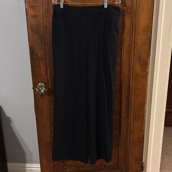 NWOT Ellos Navy and White Pinstripe Straight Leg Dress Pants Size 18 - Picture 1 of 8